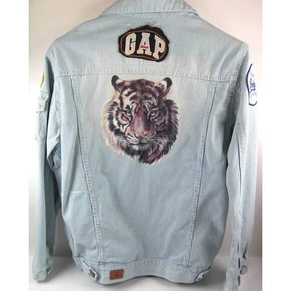 Vintage Classic Blue Denim Jean Jacket Distressed Size Large Trucker NWT - Picture 4 of 13